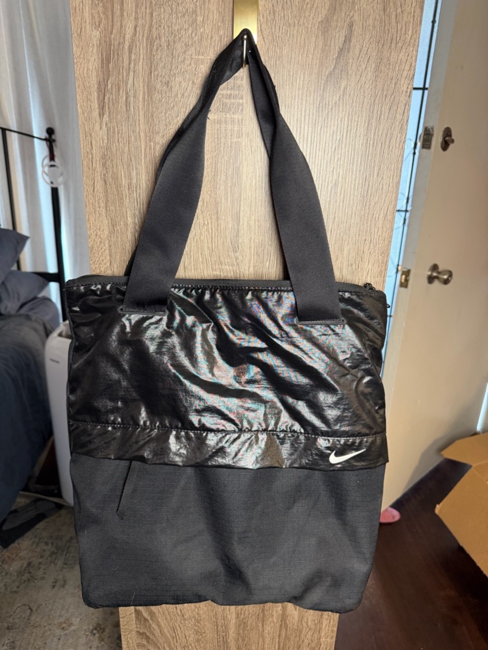 Nike Black Two-Tone Shiny-Panel Tote